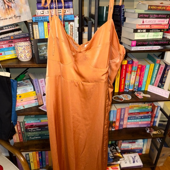 Showpo Orange Satin Dress - Picture 1 of 3
